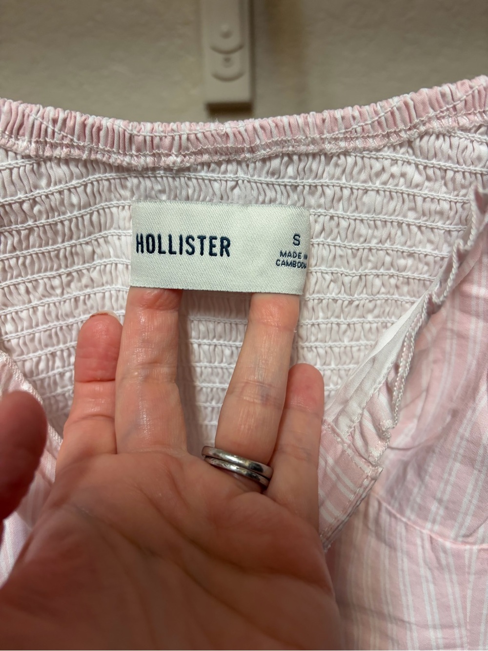 Hollister Light Pink Striped Ruffle-Sleeve Button Front Top - Picture 3 of 3